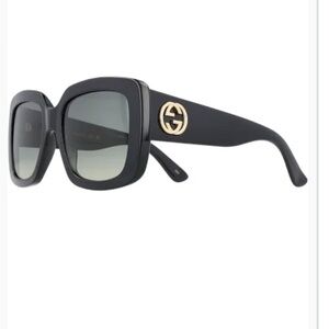 Gucci Black 53MM Oversized Sunglasses square GG1041S with GG emblem on the sides